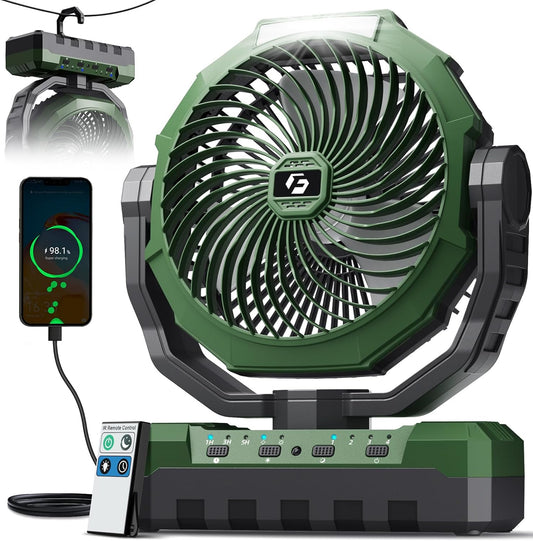 FRIZCOL 3-in-1 Camping Fan with Light – 24000mAh Rechargeable Battery, 140Hrs Runtime
